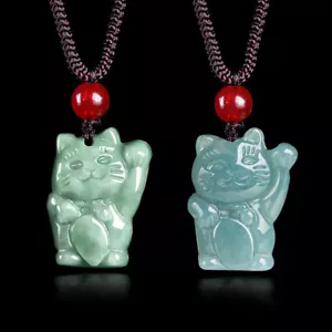 Myanmar Jadeíta Gato Colgante Collar Dije Diseñador Joyería Real Jade Birmano - Imagen 1 de 8