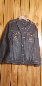 Midnight velvet womens studed jean Jacket Sz.2XL preowned - Picture 1 of 7