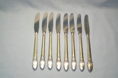 Set of Eight Vintage 1937 First Love Silverplate Grille Knives - 1847 Rogers - Image 1 of 4