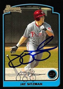 Jay Sitzman autographed baseball card Phillies 2003 Bowman 1st Year #313 Rookie