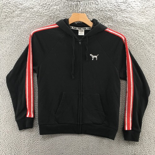 UNDERCOVER Felpa con cappuccio rosa Victorias Secret donna M nera paillettes bling zip intera