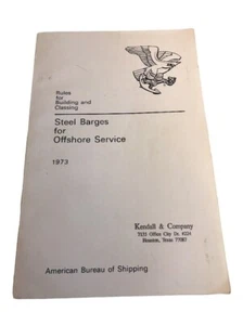 Rules For Building & Classing Steel Barges For Offshore Service 1973 American - Foto 1 di 5