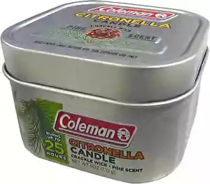 Coleman Pine Scented Citronella Candle with Wooden Crackle Wick - 6 oz Tin - Picture 1 of 5
