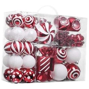 Christmas Ornaments Set, 108ct Candy Cane Red and White Shatterproof - Picture 1 of 7
