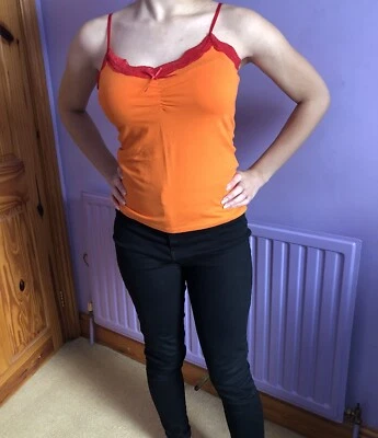 Y2K Vintage Primark secret possessions vest top cami orange UK 12-14 NEW - Image 1 of 4