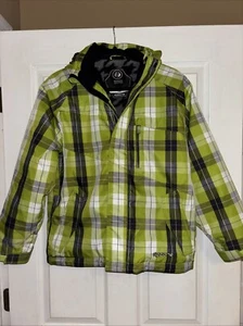 Ripzone Youth Sz L Insulated Ski Snowboard Jacket Lime Plaid Phone Zip Pockets - Picture 1 of 16
