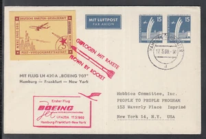 Alemania Berlín Cubierta Especial Correo de Cohete/Primer vuelo Boeing Hamburgo - Nueva York - Imagen 1 de 1