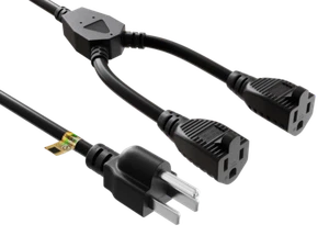 36 inches NEMA 5-15P to Dual 5-15R Power Extension Cord Splitter 14AWG 15A/12... - Picture 1 of 5