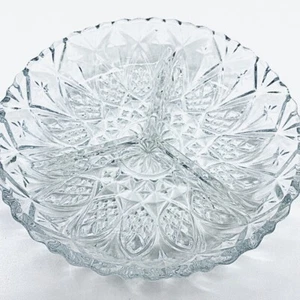 Vintage 1970s Gibson Everyday Jewelite Clear Glass Relish Dish – Serving Plate - Imagen 1 de 8