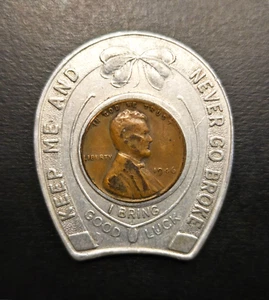 Centavo Lincoln 1946 recubierto de aluminio raro sin agujero Mettel Realtor Dubuque Iowa moneda - Imagen 1 de 2