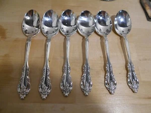 6 Oneida Community Versilbert SILBER KUNST Muster Oval Suppenlöffel 8214 - Bild 1 von 3