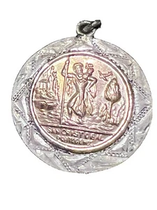 SAN CRISTOBAL JESUS CHRISTUS religiöser STERLINGSILBER ANHÄNGER / Charm - Bild 1 von 5