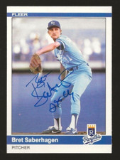 1984 Fleer Update Bret Saberhagen Autographed Rookie Card #U-103 W/ 2 CY Insc