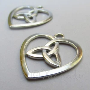 Celtic Knot Heart Charms 30mm Silver Plated Pendants C4143 - 2, 5 Or 10PCs - Picture 1 of 12