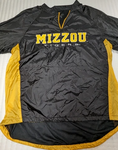 Missouri Mizzou Tigers Windbreaker Pullover Jacket Mens Size 2XL Black Cover