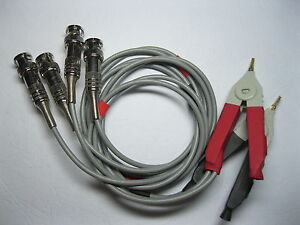 1 Set Kelvin Clip for LCR Meter with 4 BNC Test Wire Cable New