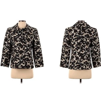 TALBOTS Black Ikat Floral Animal Print Silk Wool Blend Jacket Blazer Women's 16 - Image 1 of 4