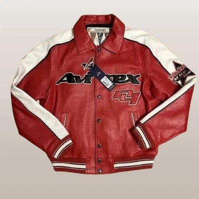 Men's New Avirex American Flight Bomber Jacket Genuine Cowhide Leather Jacket - Image 1 of 4