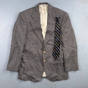 Chaps Ralph Lauren Blazer Mens 38 Brown Houndstooth Wool VTG USA Nordstrom - Picture 1 of 16