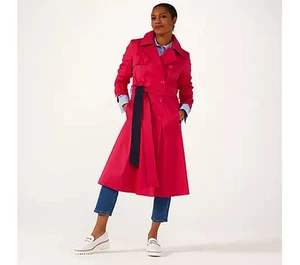 Helene Berman Double Breasted Trench Coat Pink Size 8 - Picture 1 of 1