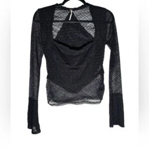 Free people fairycore Whimsigoth lace bell sleeve sheer blouse size Large NWOT - Picture 1 of 6