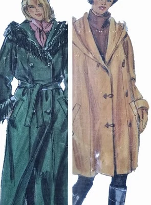 1980s Double Breasted Overcoat Coat Fur Collar Jacket Burda 4112 Sewing Pattern - Image 1 of 3