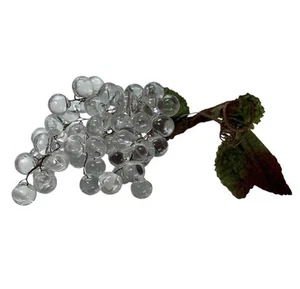 Vintage MCM Acrylic Lucite Clear Grape Cluster Fruit with Leaves Decor Retro - Picture 1 of 6
