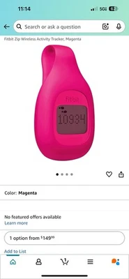 Rastreador de actividad inalámbrico con cremallera Fitbit FB301M - magenta Foto 1 de 4