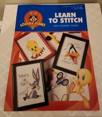 Vtg Looney Tunes Learn to Cross Stitch Pattern Leaflet Leisure Arts 1997 Tweety - Image 1 of 4