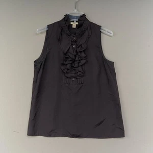 J. Blusa Top Crew 100% Seda Volantes Cuello Alto Sin Mangas JCrew J.Crew - Imagen 1 de 10
