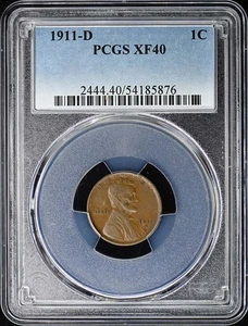 1911-D 1C Lincoln Cent - Type 1 Wheat Reverse PCGS XF40BN - Picture 1 of 4