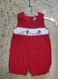 Carriage Boutiques Boys Christmas Shortall Size 18 Months Smocked Santa Reindeer - Picture 1 of 6
