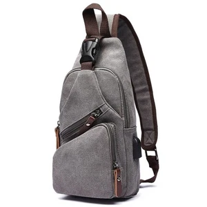 Canvas Sling Bag Crossbody Backpack Shoulder Casual Rucksack for Men Women Ou... - Picture 1 of 7