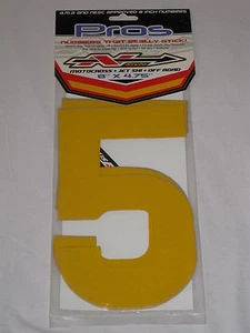 N-Style 8" Pros Racing Numbers "5" 12 Mil BMX MOTORCROSS GO KART 3 Pack YELLOW - Picture 1 of 1