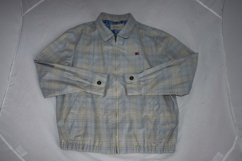 Cappotto giacca a quadretti blu Burberry cerniera attraverso classica Nova M Medium