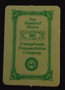 1972 Milton Bradley Seance Game - 100 SHARES TRANSYLVANIA CO. Card ONLY
