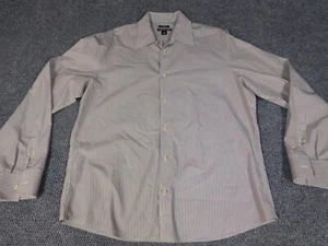 Club Monaco Mens Shirt Large Brown striped button down - Picture 1 of 10