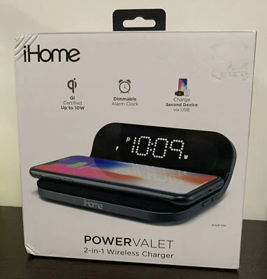 iHome POWERVALET (iW18) Reloj Despertador Compacto con Carga Inalámbrica Qi 2 en 1 Foto 1 de 4