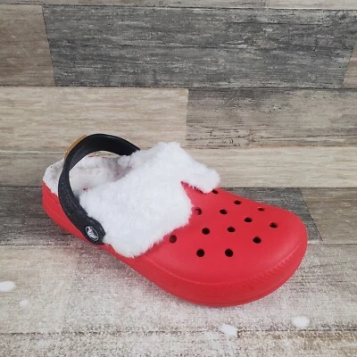 Zuecos Crocs Clásicos Forrados Santa Niños Talla 3 J3 Rojo Goma Zapatos Sin Cordones Foto 1 de 4