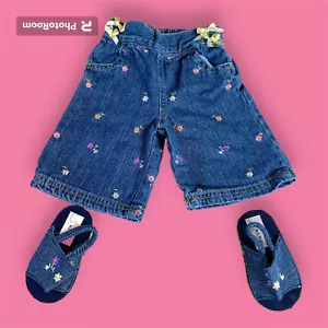 Juego de jeans y sandalias BT Kids 6-9 m meses bordados flores y arcos florales - Imagen 1 de 11