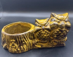 Ceramic Golden Owls Small Planter Hobby Piece - Picture 1 of 10