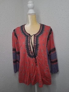 Free People Embroidered Swing Top Side Inset Patchwork Boho Hippy Festival L - Picture 1 of 24