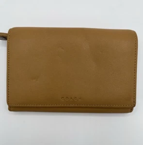 Vintage Coach faltbare Geldbörse Leder camel/hellbraun Reißverschluss Münzfach 5,5"x4" - Bild 1 von 17