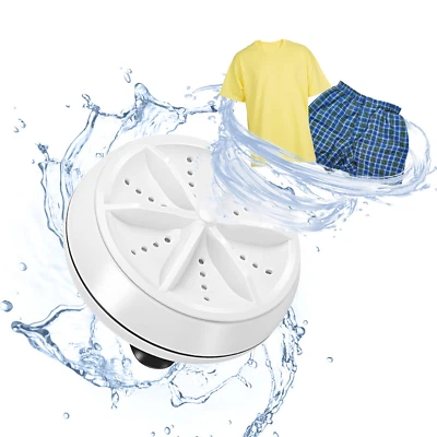 USB Mini Washing Machine Portable Ultrasonic Turbine Laundry Washer Travel Home - Image 1 of 4