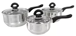 Buckingham 3 Piece Induction Pan Set Saucepan Set Cookware Pot  Stainless Steel  - Picture 1 of 3