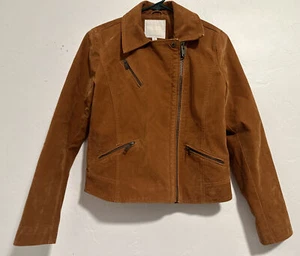 Anthropologie Ettiwa Wildleder braun Terrakota Reißverschluss Motto Jacke Taschen Gr. XSmal  - Bild 1 von 8