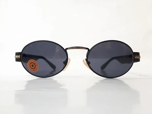 Safilo T Force Sunglasses men women oval round black metal vintage 90s NOS - Picture 1 of 12