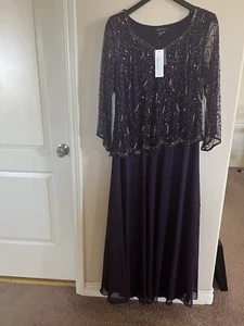 J Kara Formal Dress Mother of the Bride Evening Full Length Blue Sequin 16W - Picture 1 of 2