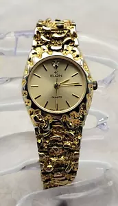 Elgin Quartz Watch END 02 012 Gold Round 25mm Luxury Ladies Wristwatch - Picture 1 of 16