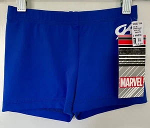 MARVEL COMICS GK MICRO MINI CHILD LARGE BLUE NYLON GYM CHEER WORKOUT SHORTS CL - Picture 1 of 10